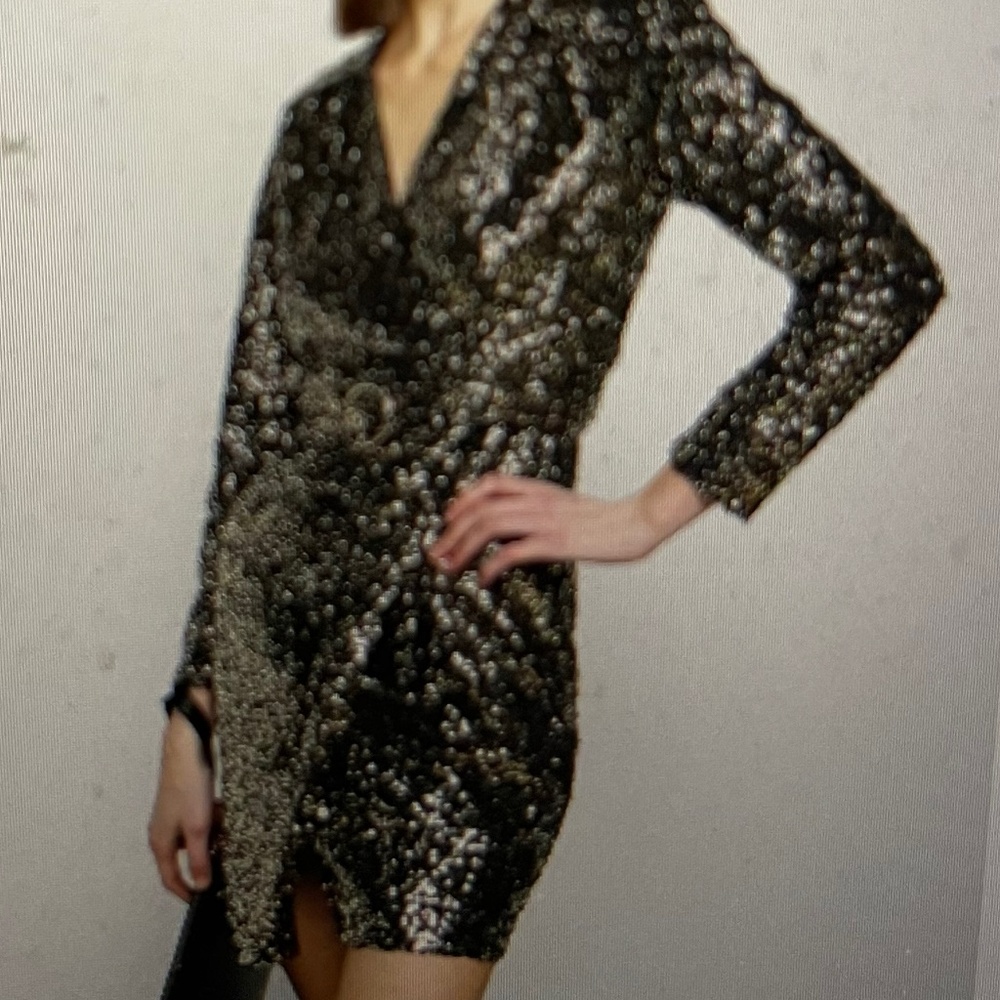 NEW Pinko Sequin Party Dress/ Black and Gold